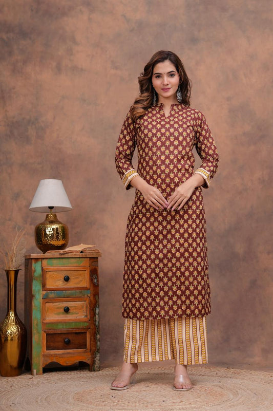 Cotton Kurti With Cottons printed plazo