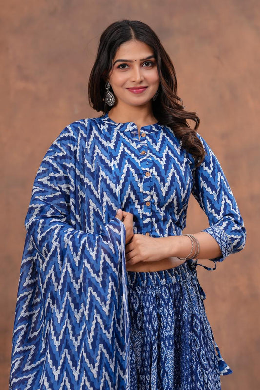 Top & Skirt With Mul Mul Dupatta