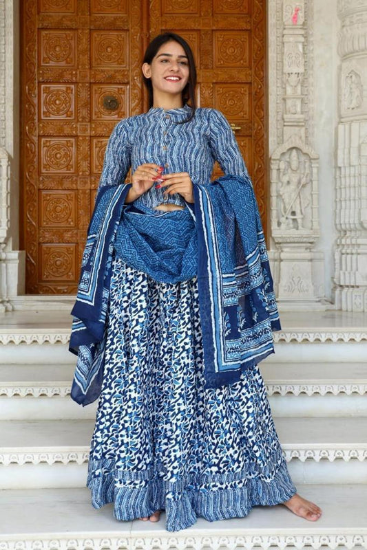 Top & Skirt With Mul Mul Dupatta