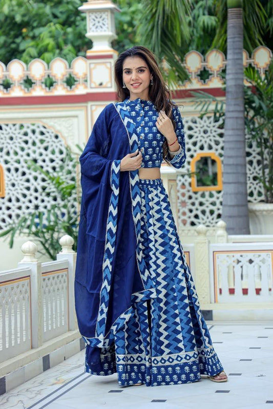 Top & Skirt With Mul Mul Dupatta
