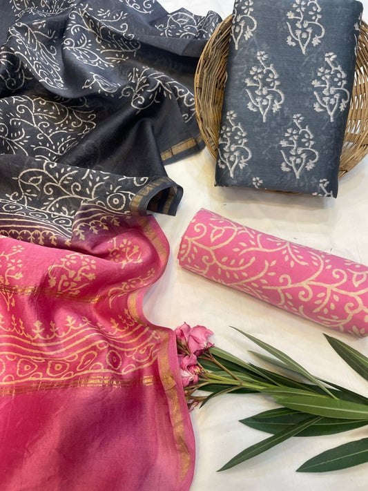 Chanderi Silk Suits With Pure Chanderi Silk Dupatta