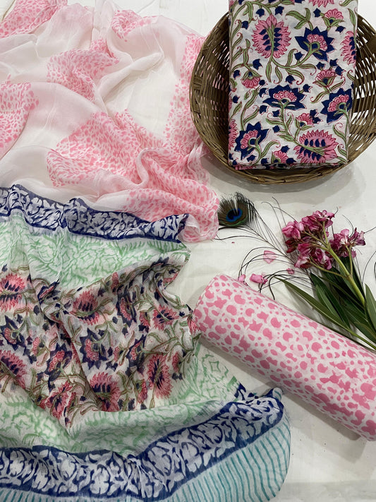 Cotton Suit With Chiffon Dupatta