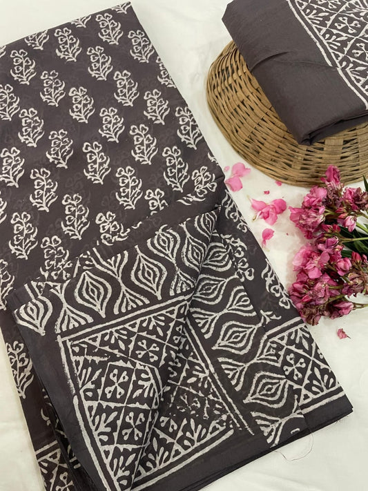 Cotton Mul Mul Hand Block Printed Sarees