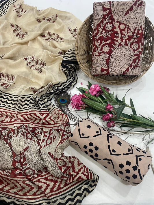 Cotton Suit With Chiffon Dupatta