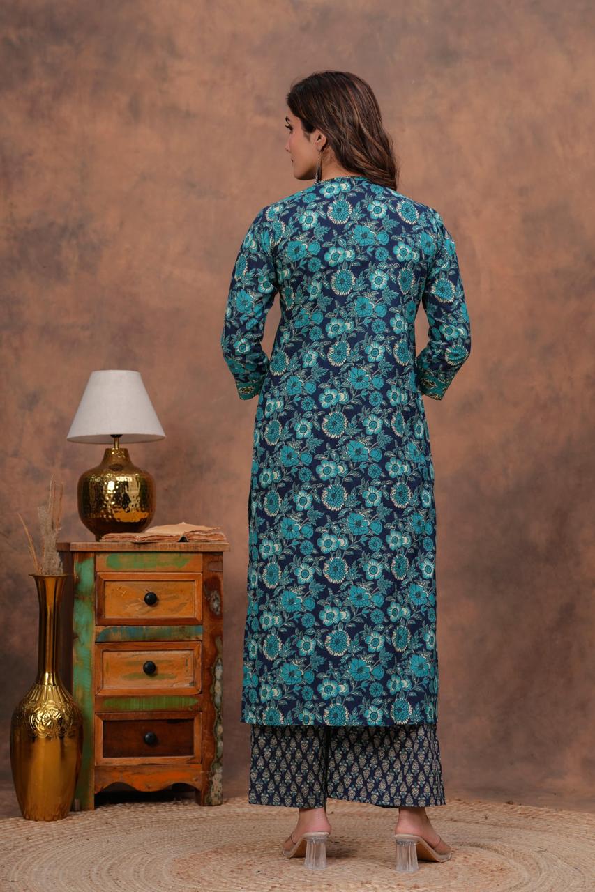 Cotton Kurti With Cottons printed plazo