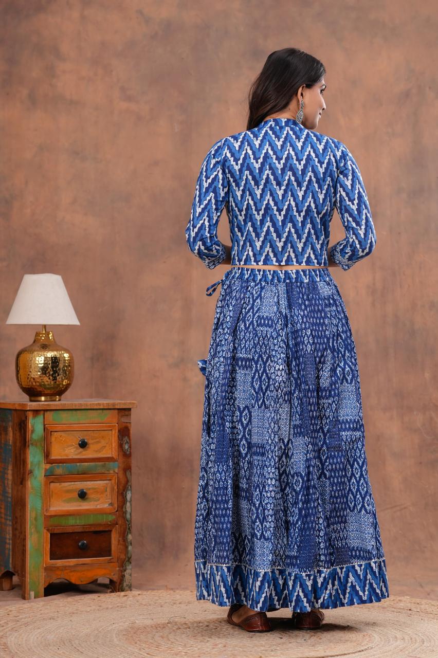 Top & Skirt With Mul Mul Dupatta